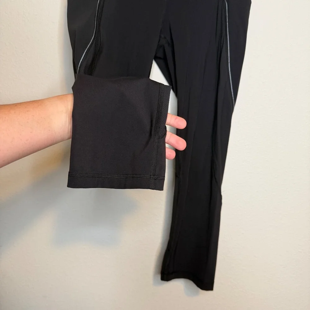 lululemon Run Off Route Mid Rise Crop Leggings Black Size 6 Athleisure